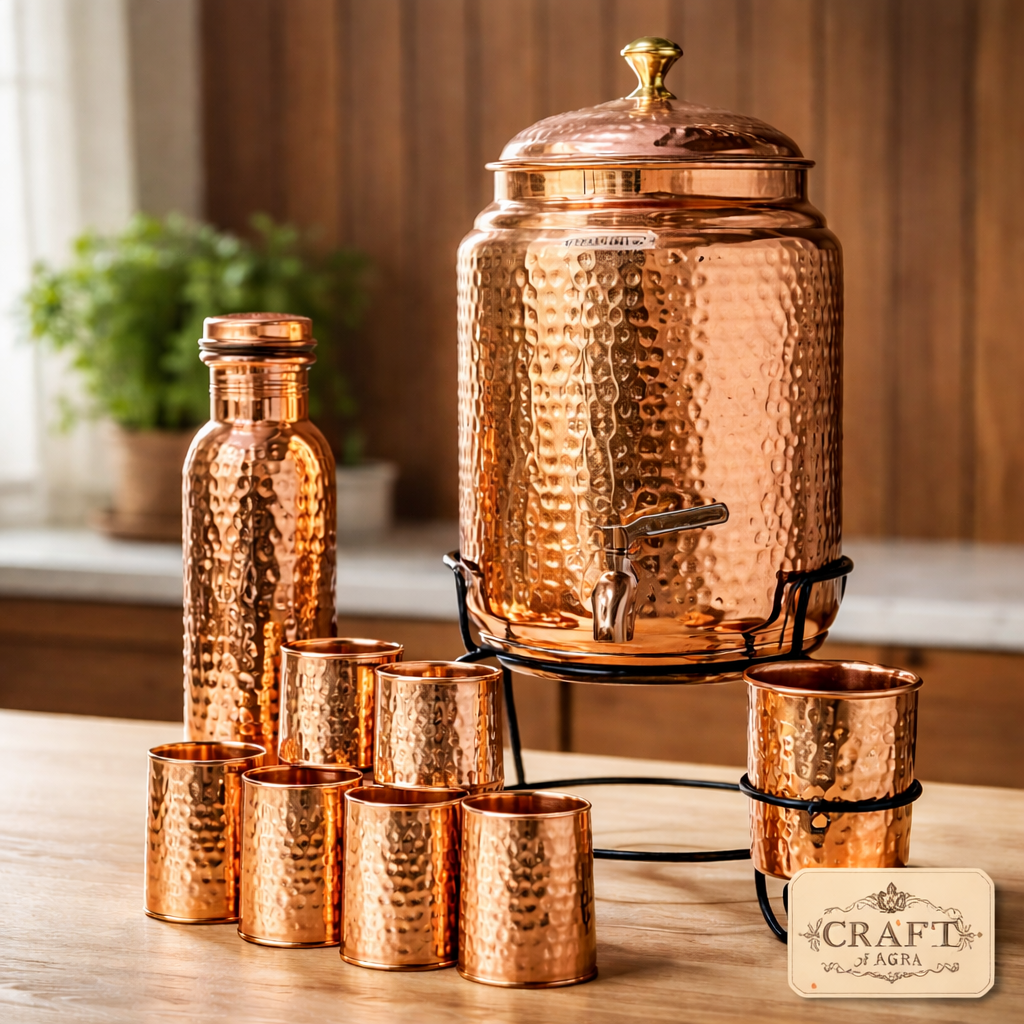 Hammered Copper Water Tank with Stand & Tap – Matka Tanki | Handcrafted in India