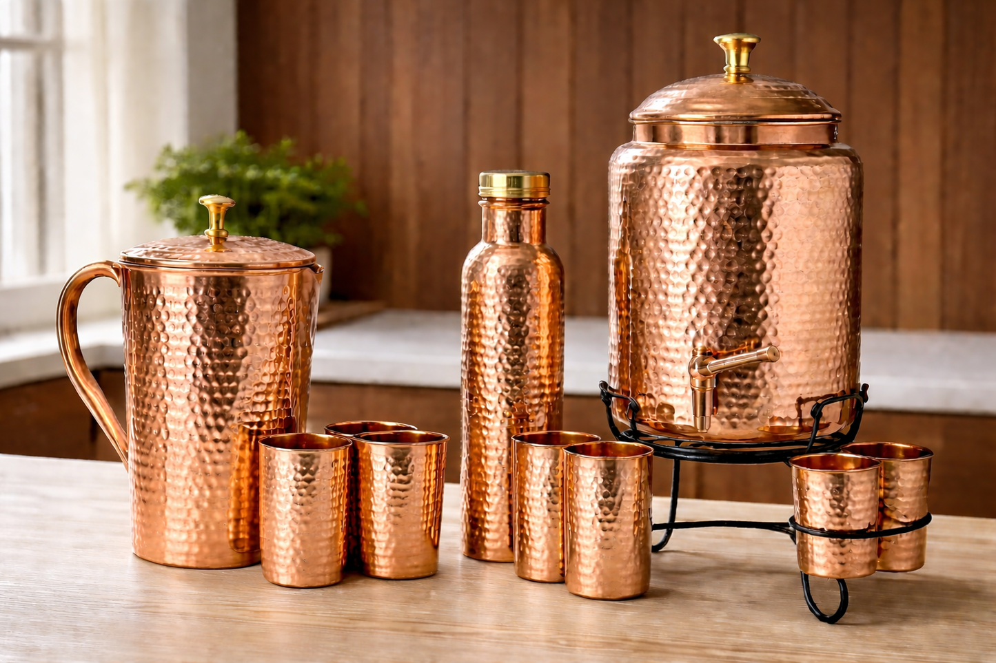 Hammered Copper Water Tank with Stand & Tap – Matka Tanki | Handcrafted in India
