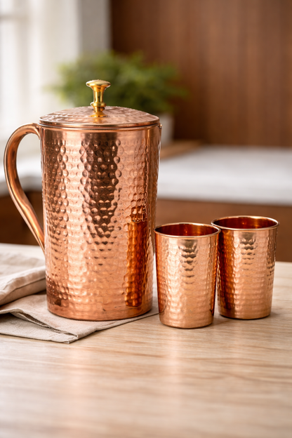 Hammered Copper Water Tank with Stand & Tap – Matka Tanki | Handcrafted in India