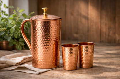 Hammered Copper Water Tank with Stand & Tap – Matka Tanki | Handcrafted in India