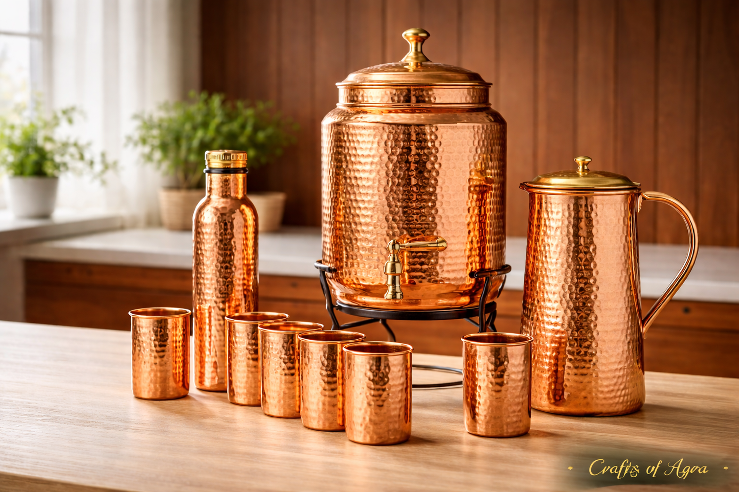 Hammered Copper Water Tank with Stand & Tap – Matka Tanki | Handcrafted in India