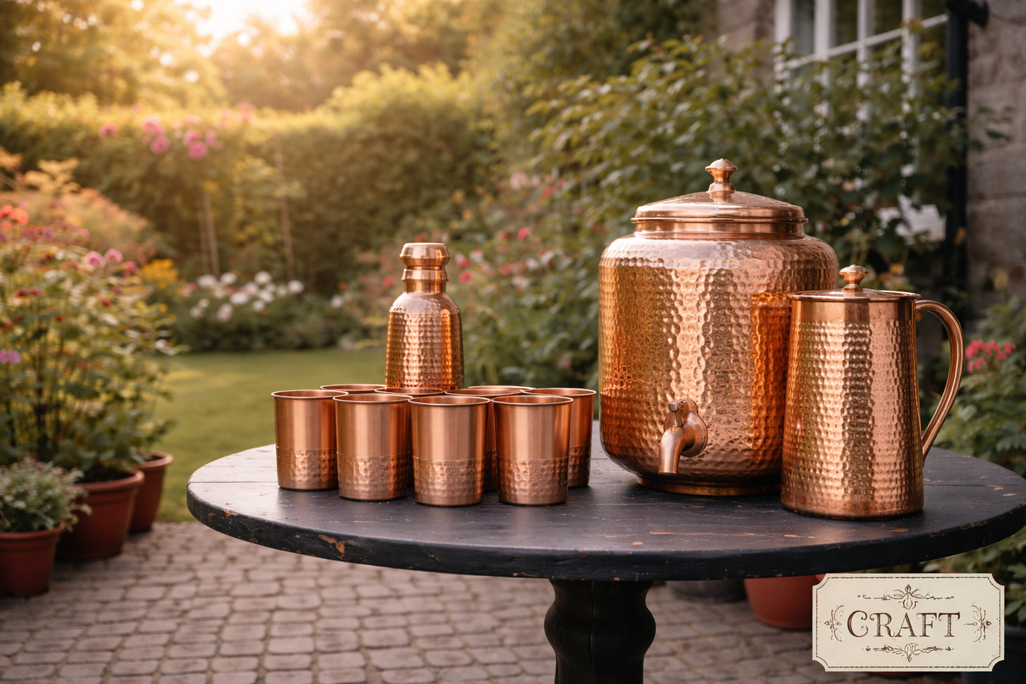 Hammered Copper Water Tank with Stand & Tap – Matka Tanki | Handcrafted in India