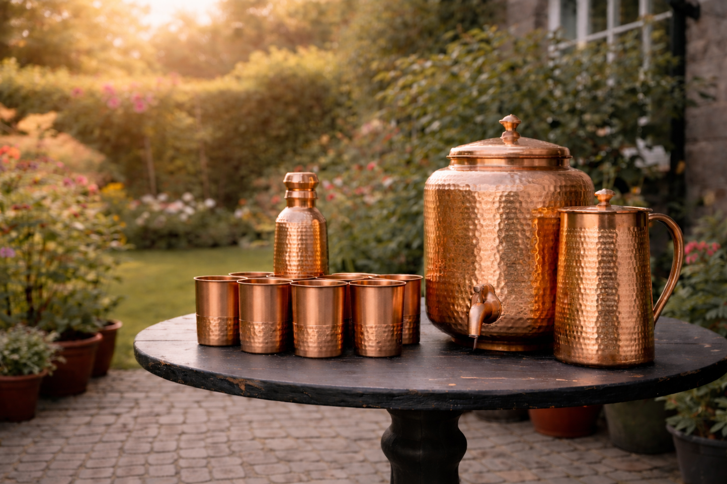 Hammered Copper Water Tank with Stand & Tap – Matka Tanki | Handcrafted in India
