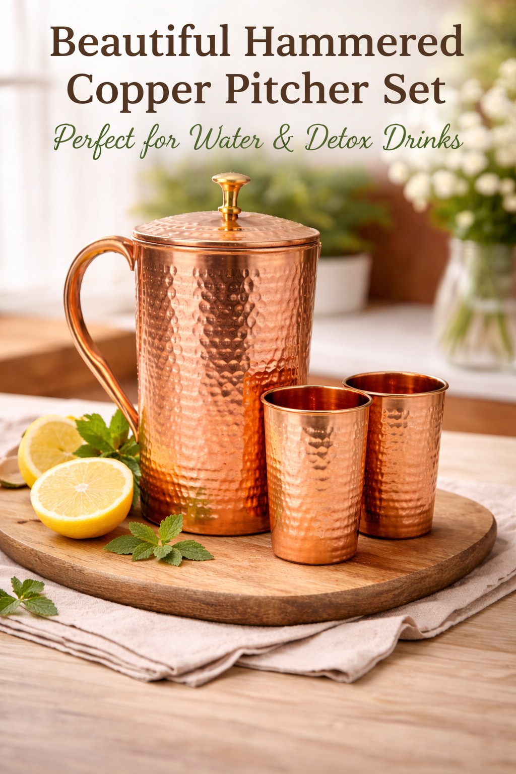 Hammered Copper Water Tank with Stand & Tap – Matka Tanki | Handcrafted in India