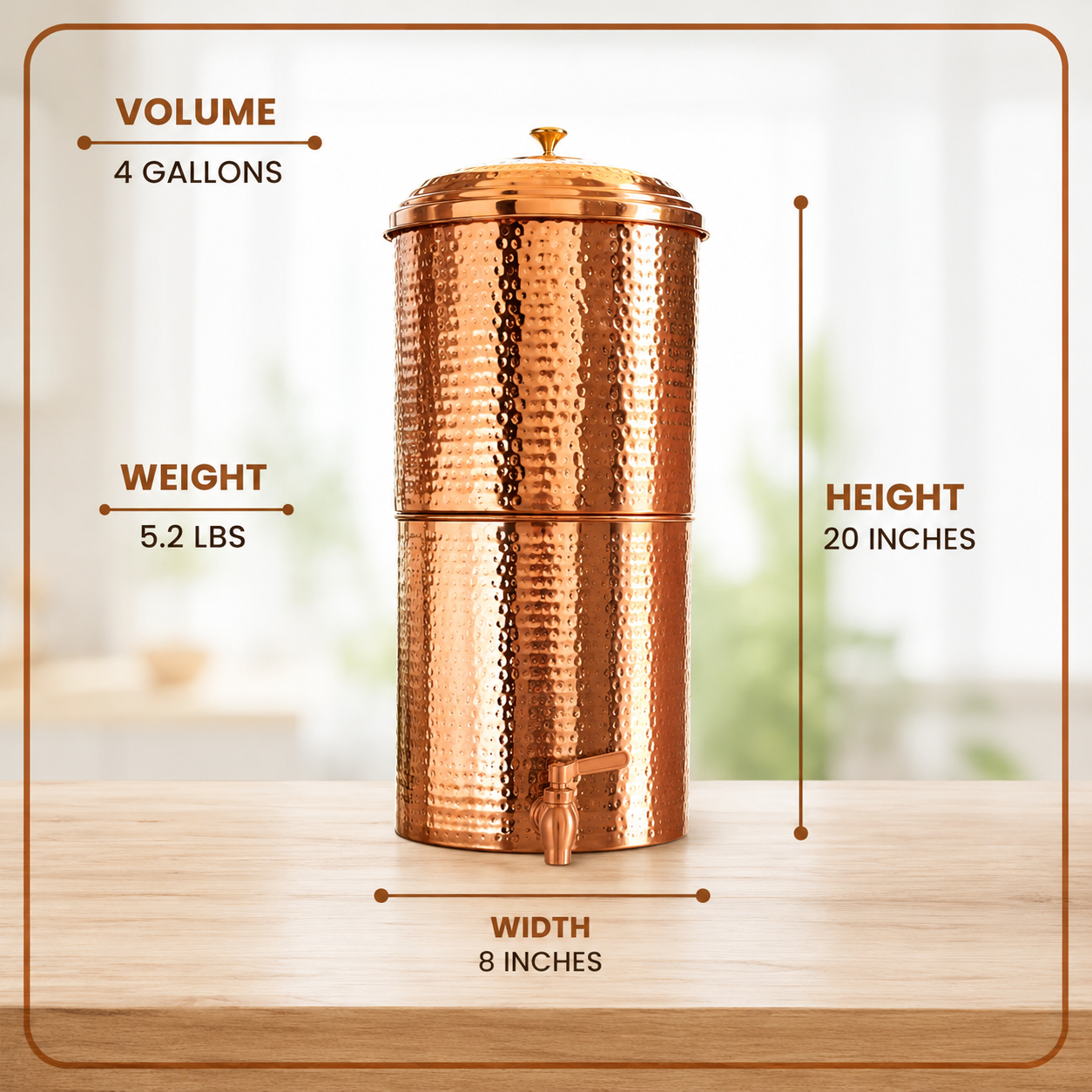 Pure Copper Water Filter – 20L Gravity Ceramic Water Dispenser | Handcrafted in India