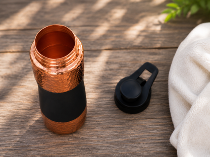 Hammered Copper Sports Water Bottle with Flip Cap – 1000ml | Matte Grip Design