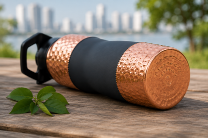 Hammered Copper Sports Water Bottle with Flip Cap – 1000ml | Matte Grip Design