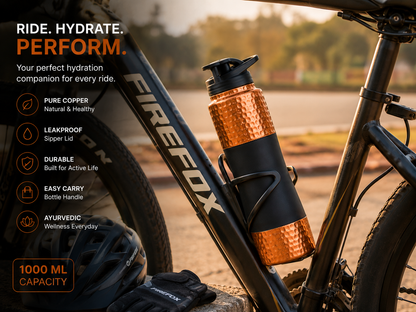 Hammered Copper Sports Water Bottle with Flip Cap – 1000ml | Matte Grip Design