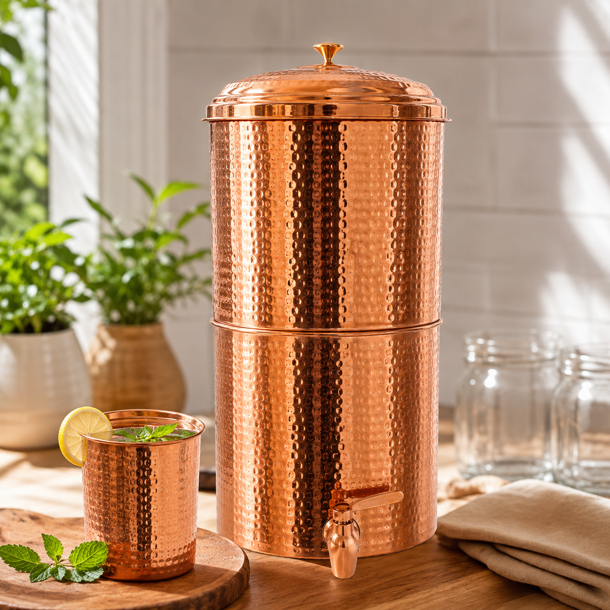 Pure Copper Water Filter – 20L Gravity Ceramic Water Dispenser | Handcrafted in India