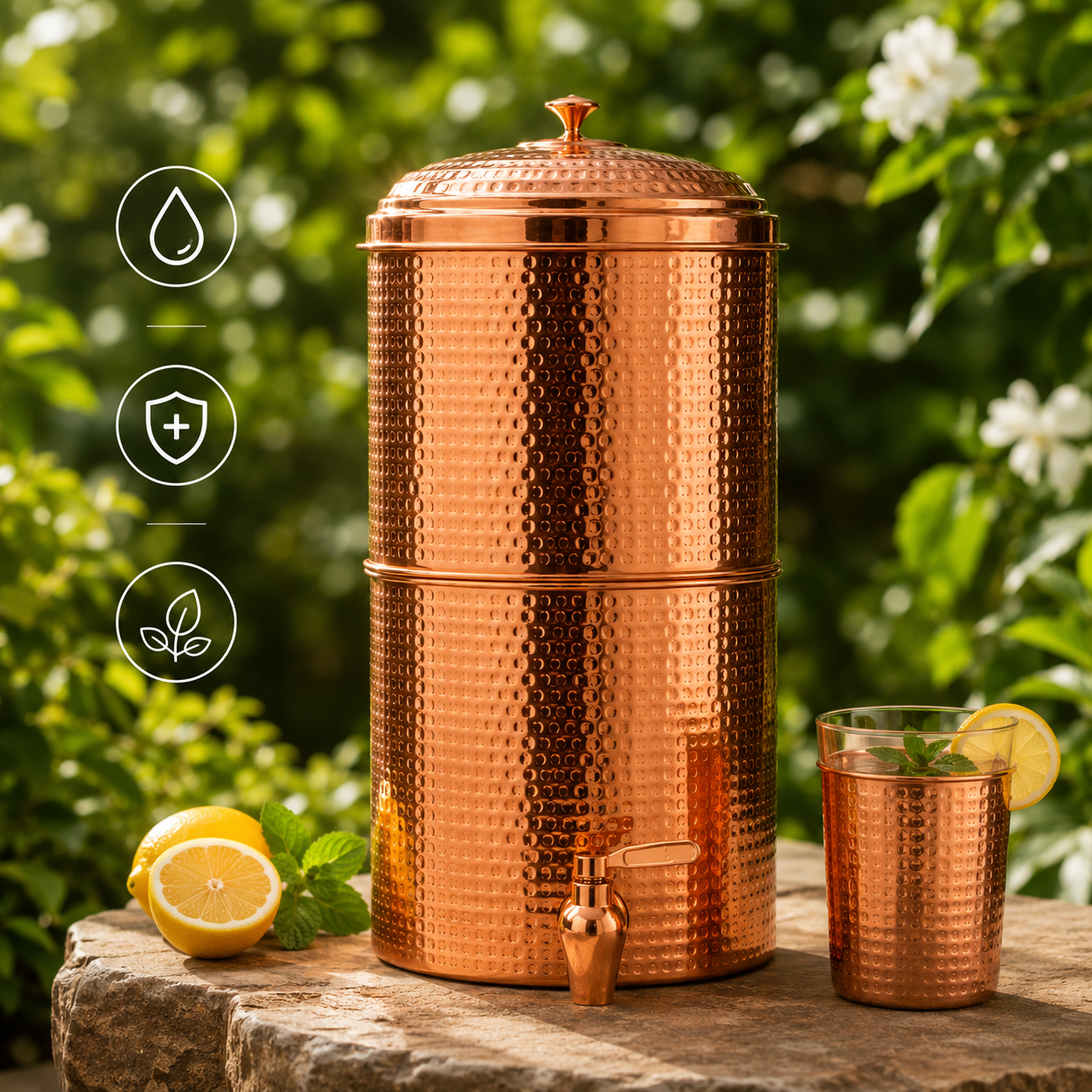 Pure Copper Water Filter – 20L Gravity Ceramic Water Dispenser | Handcrafted in India